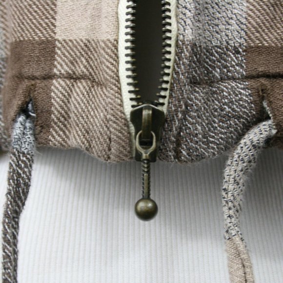 Vintage 60's Angelique IMP Multi-Brown Check Cotton Crop Jacket w/Hood SZ M GC - Picture 8 of 11